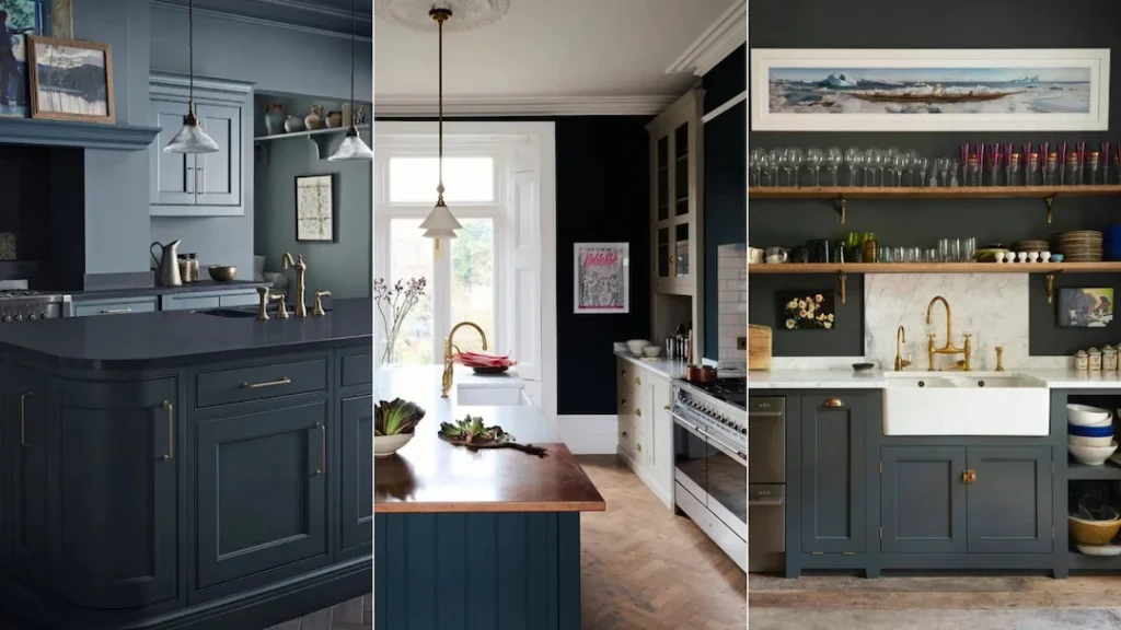 Maintain a Blue Kitchen with Dark Cabinets Maintain a Blue Kitchen with Dark Cabinets